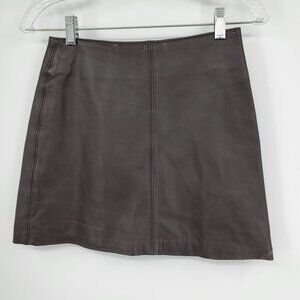 Vintage Rampage 100% Leather Black Y2K Mini Skirt Size 3